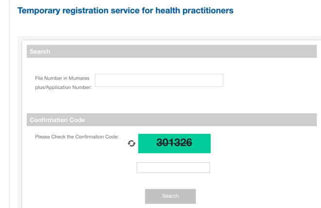 Temporary registration doctors